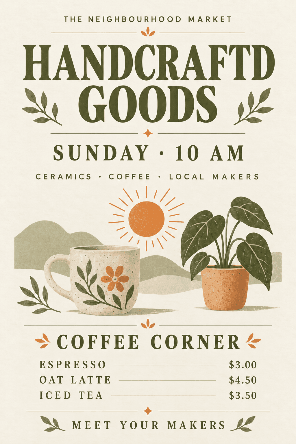 Market poster after replacing SATURDAY with SUNDAY while retaining 10 AM.